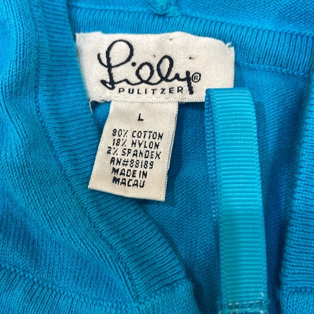 Lilly Pulitzer vintage blue Zip Up Hoodie size large - Picture 3 of 3